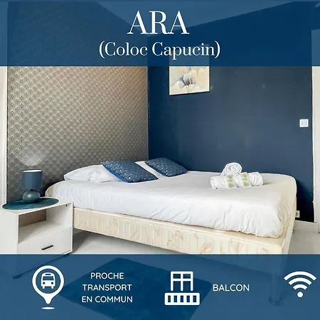 Coloc Capucin - Belle Colocation Avec 3 Independantes / Balcon Prive / Parking Collectif / Wifi Gratuit 招待所 2*